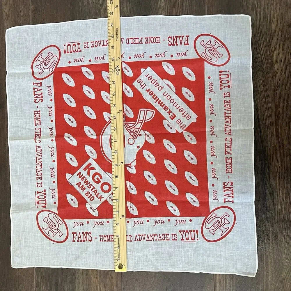 Vintage The Examiner KGO AM 810 San Francisco 49ers Fans Bandana Scarf New White